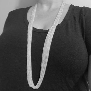 Sterling silver long multistrand chain necklace